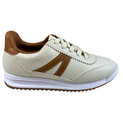 Tênis Vizzano Casual Pelica Branco Off/Camel Feminino