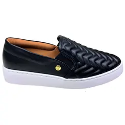 Tênis Vizzano Slip On Napa Pele Strech Preto Feminino