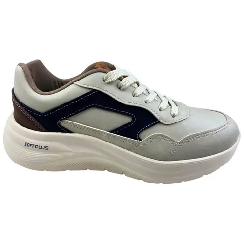 Tênis BRsport Napa Branco Off/Marinho/Whisky Masculino