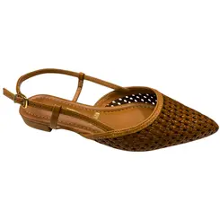 Sapato Vizzano Slingback Tramado Pelica Camel Feminino