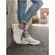 7414.101.31830.35312 SAPATO CASUAL FEM. DE USO COMUM C/ SOLA SINT. CABEDAL TEXTIL BRANCO OFF 526 tam