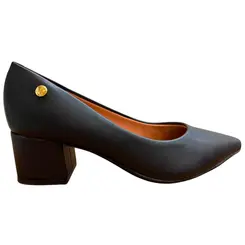 Sapato Vizzano Scarpin Salto Bloco Pelica Preto Feminino