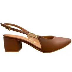 Sapato Vizzano Slingback Salto Bloco Mocca Feminino
