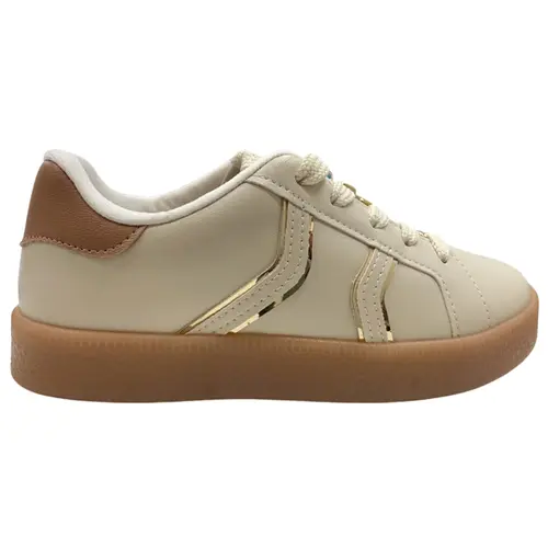 Tênis Molekinha Casual Branco Off/Nude/Dourado Menina