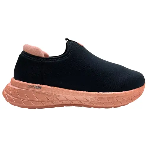Tênis Molekinha Lycra Perola/Velvet Preto/Rosa Menina