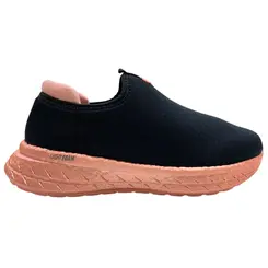 Tênis Molekinha Lycra Perola/Velvet Preto/Rosa Menina