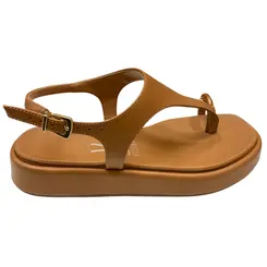 Sandália Vizzano Flat Anel Dedo Pelica Camel Feminina