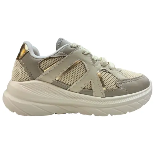 Tênis Molekinha Nylon Branco Off/Cinza/Dourado Menina