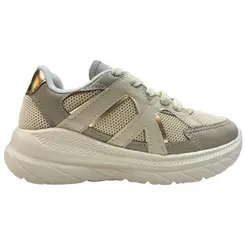 Tênis Molekinha Nylon Branco Off/Cinza/Dourado Menina