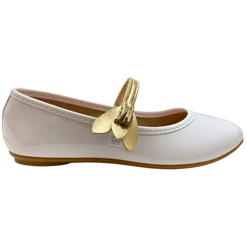 Sapatilha Molekinha Verniz/Brilho Branco/Dourado Menina