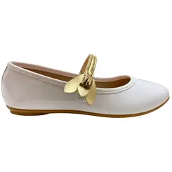 Sapatilha Molekinha Verniz/Brilho Branco/Dourado Menina