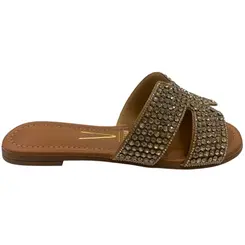 Rasteira Vizzano Bege/Golden Shadow/Camel Feminina