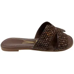 Rasteira Vizzano Flat Gaspea Chocolate/Jet Nut Feminina